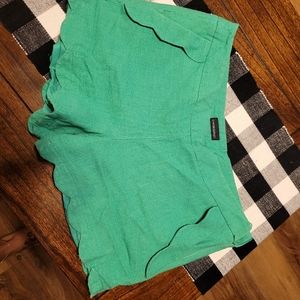 Scalloped kelly green shorts